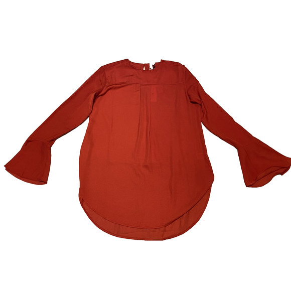 NWT Treasure Bond Silky Blouse Womens Small Red High Collar Office Modern Blouse - Picture 7 of 16